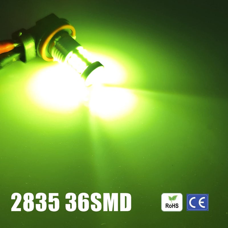 KISLED Super Bright 3000lm H8 H11 LED Fog Lights Bulbs DRL High Power 3030 Chips with Projector Lens Replacement for Cars Trucks, Lemon Green - Image 5
